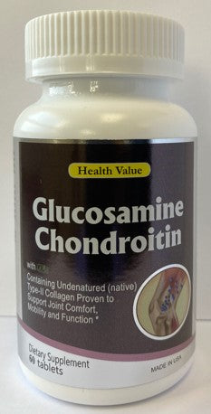 Health Value Glucosamine Chondroitin With UC II- 60 Tablets/Bottle